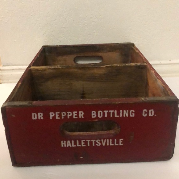 VINTAGE DR. PEPPER WOODEN DRINK CRATE CADDY TEXAS - Picture 3 of 7